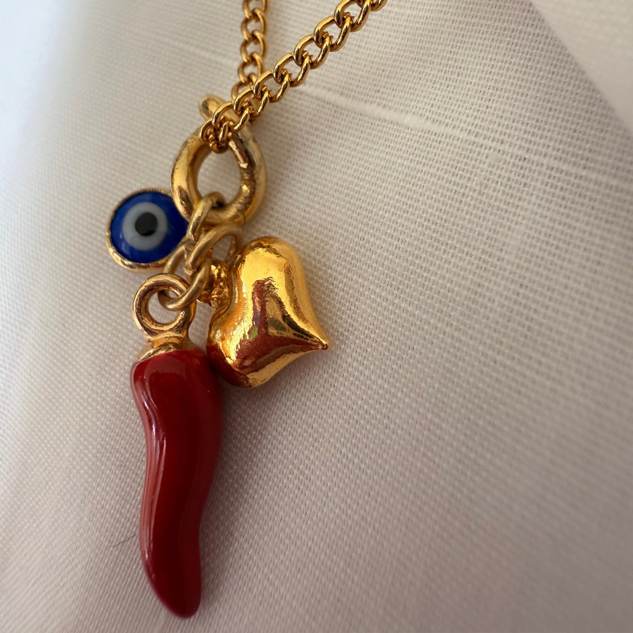 18ct gold plated charm cluster chain image 5