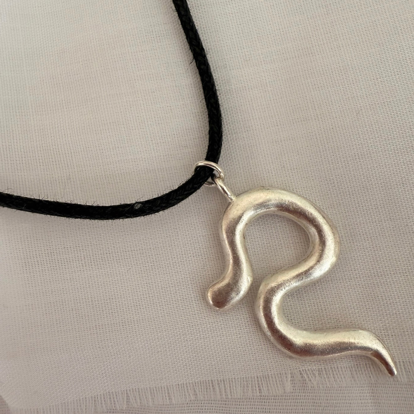 Silver Mamba cord necklet image 2