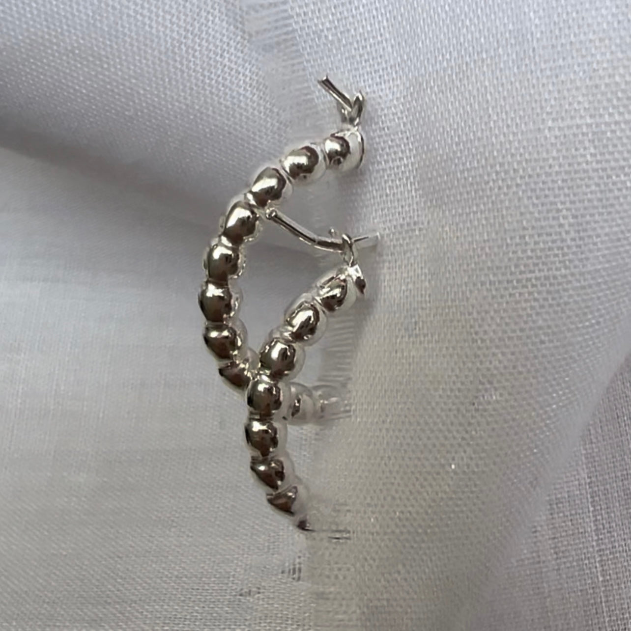 Silver Beaded Hoops image 3
