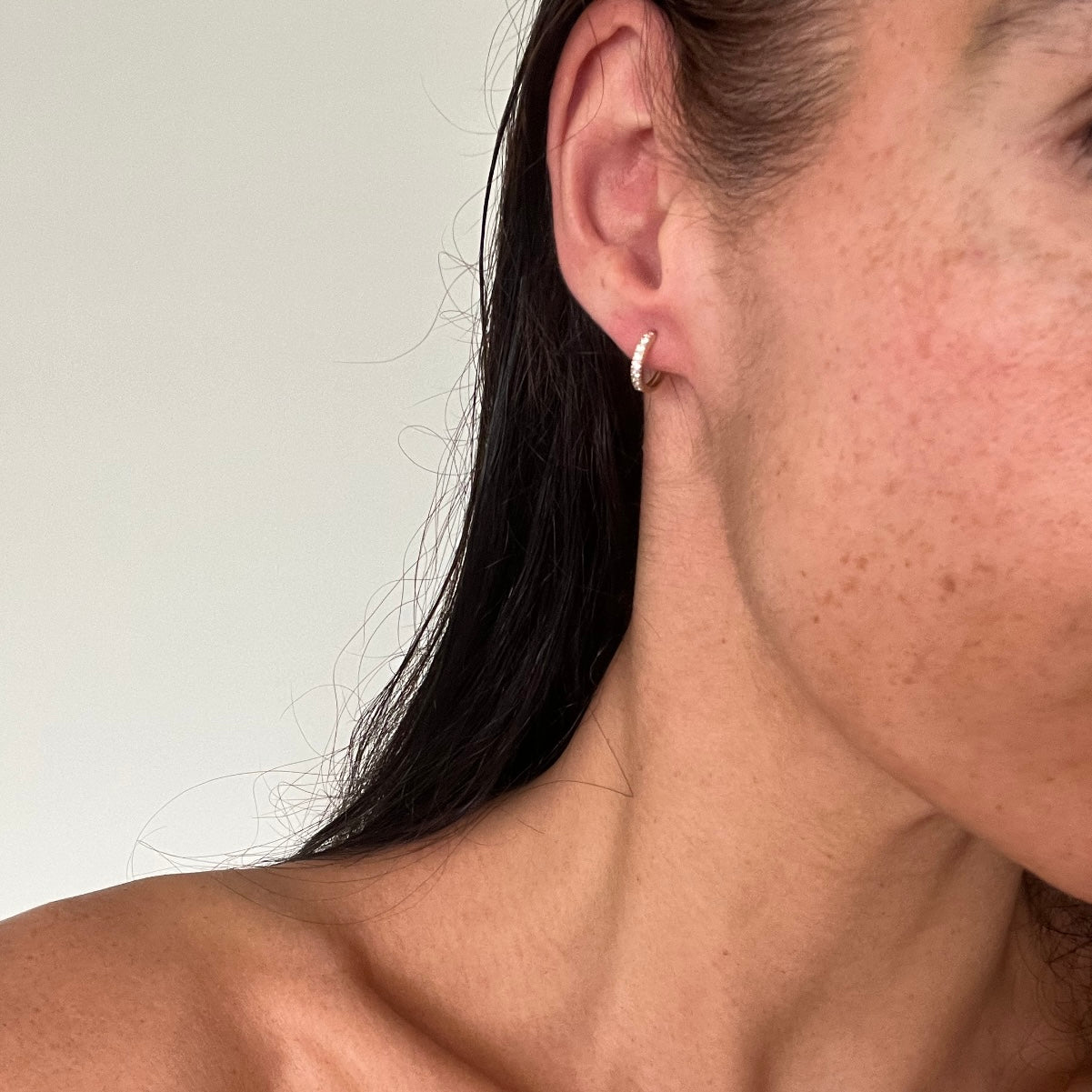 9ct gold huggies with Cubic Zirconia image 3