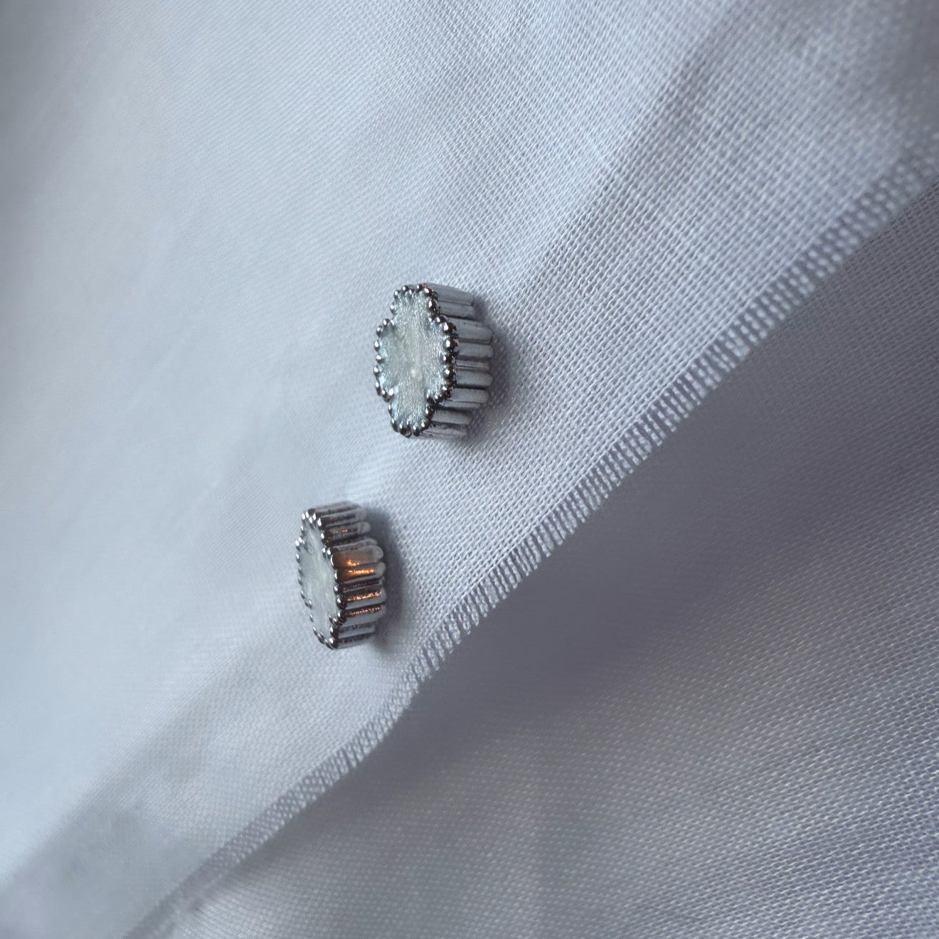 Silver White Clover Studs