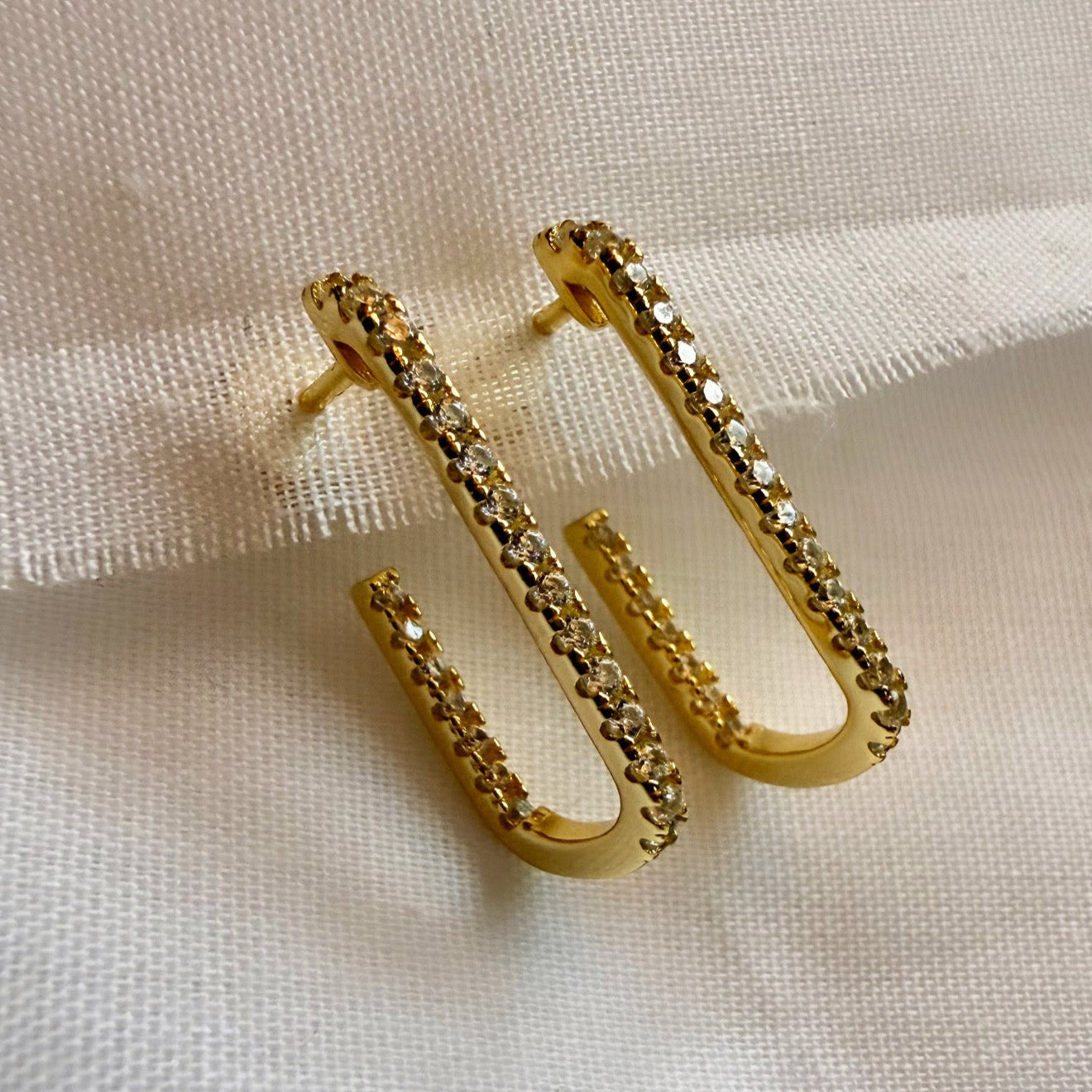 Frame 14ct Gold Plated CZ Hoops