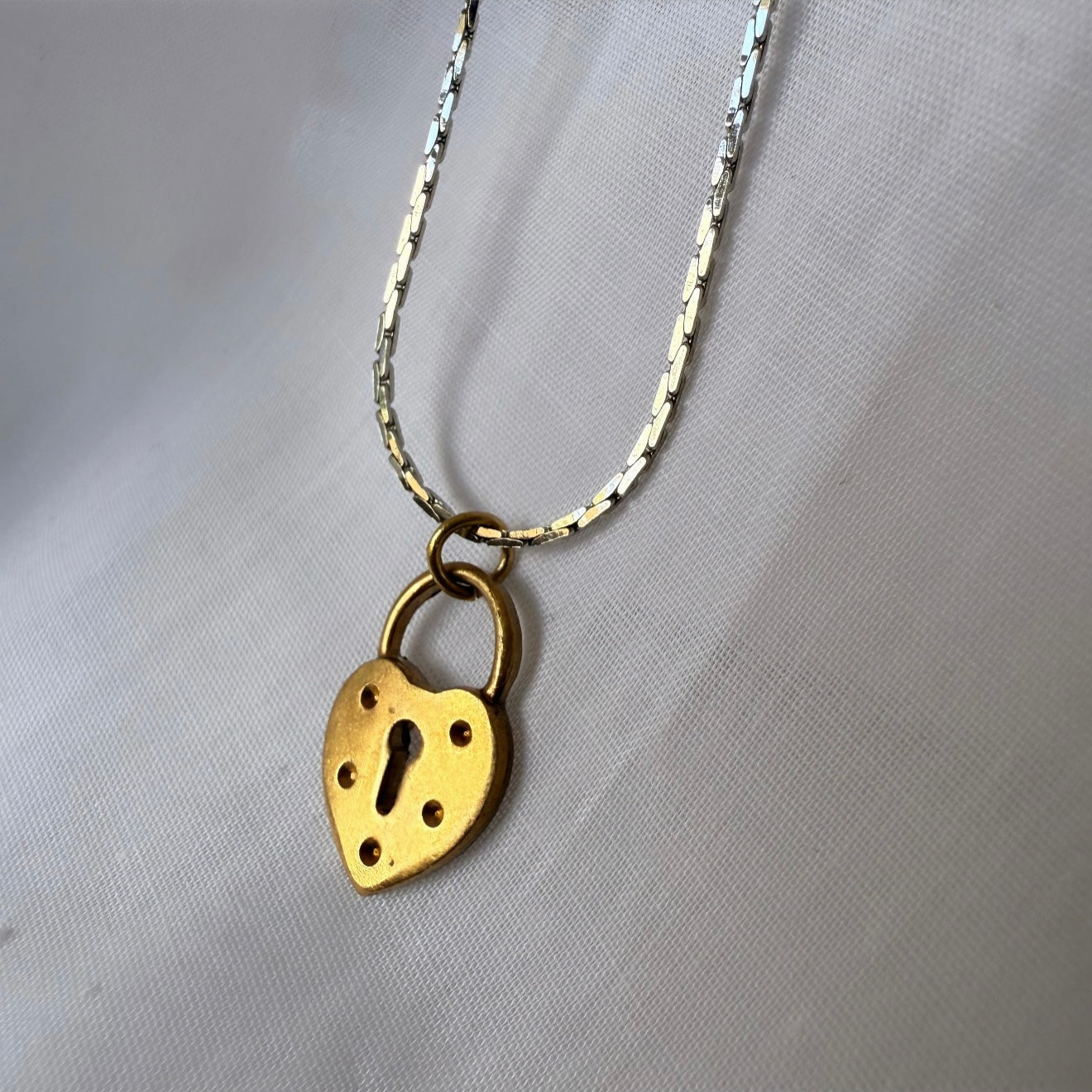 Silver necklace with brushed gold locket image 0