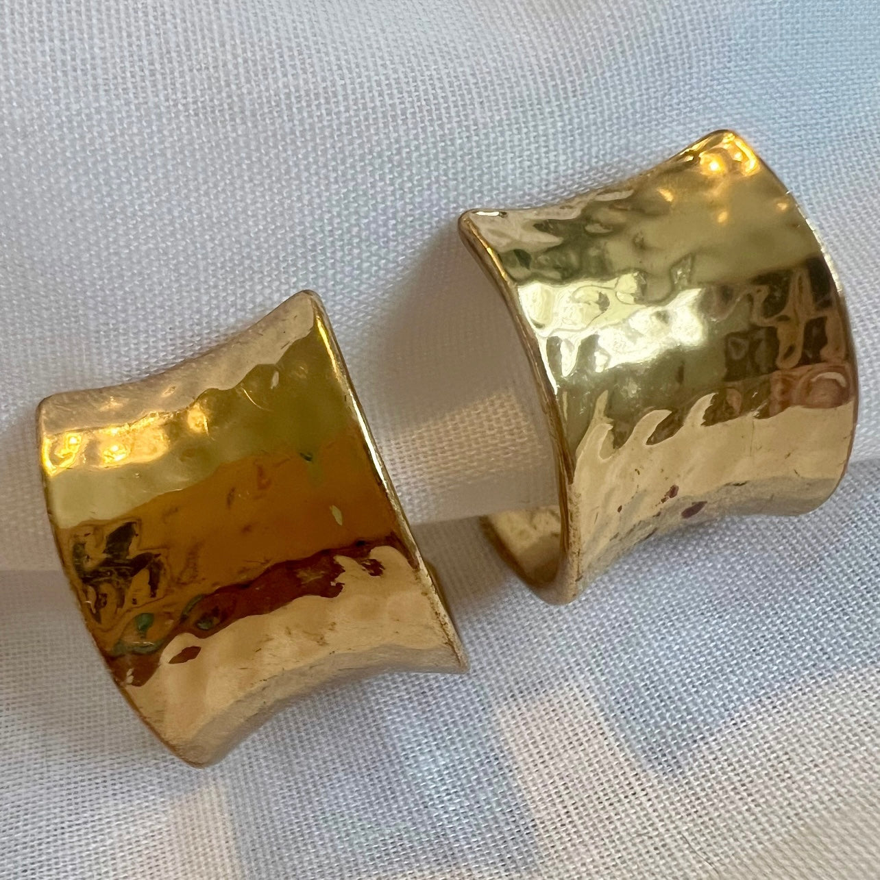 Vintage Monet Costume Hammered demi-hoop clip on earrings image 2