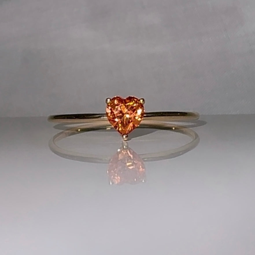 9ct gold Orange Sapphire Heart Ring image 6