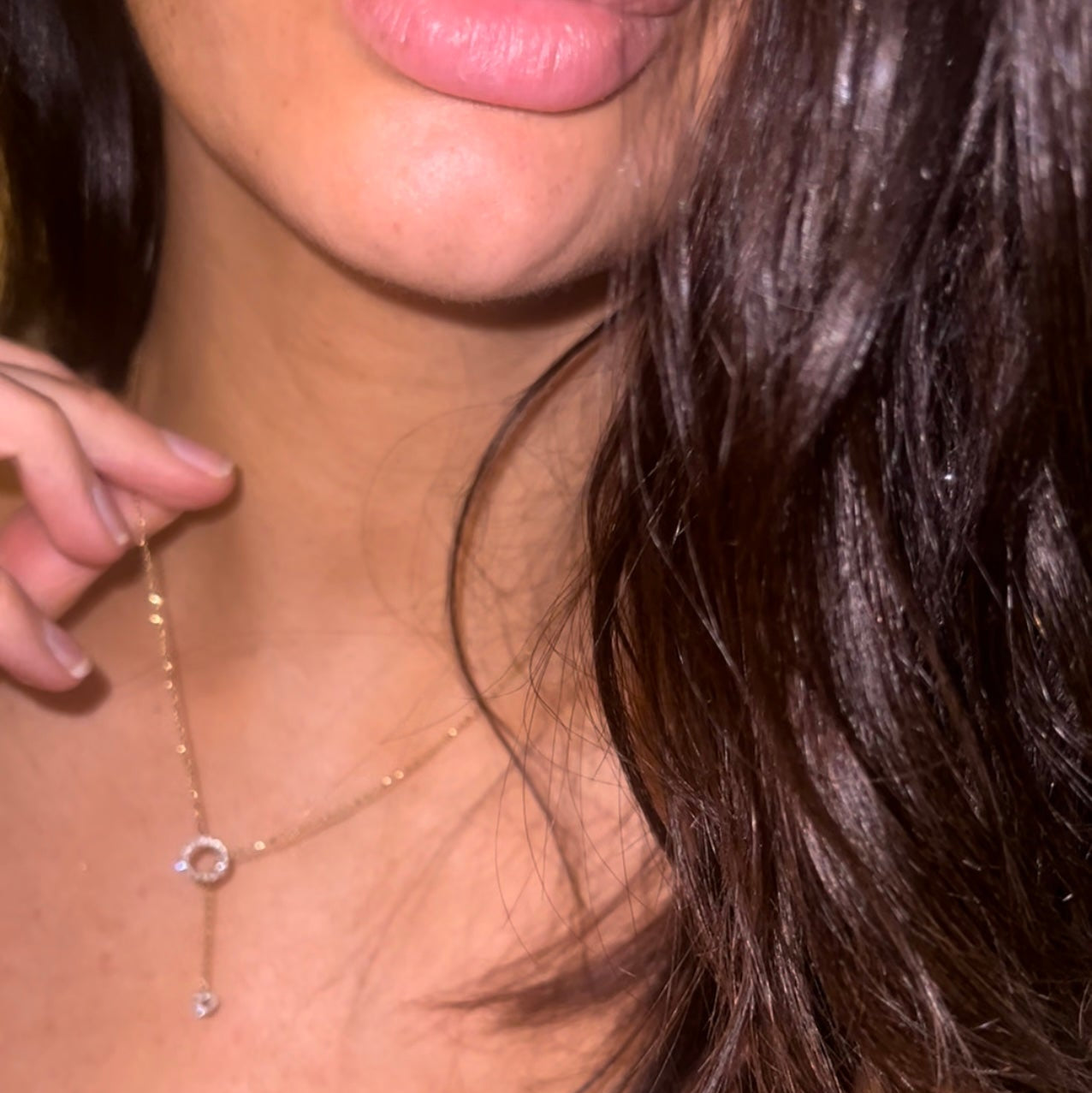 Diamond circle lariat necklace image 2