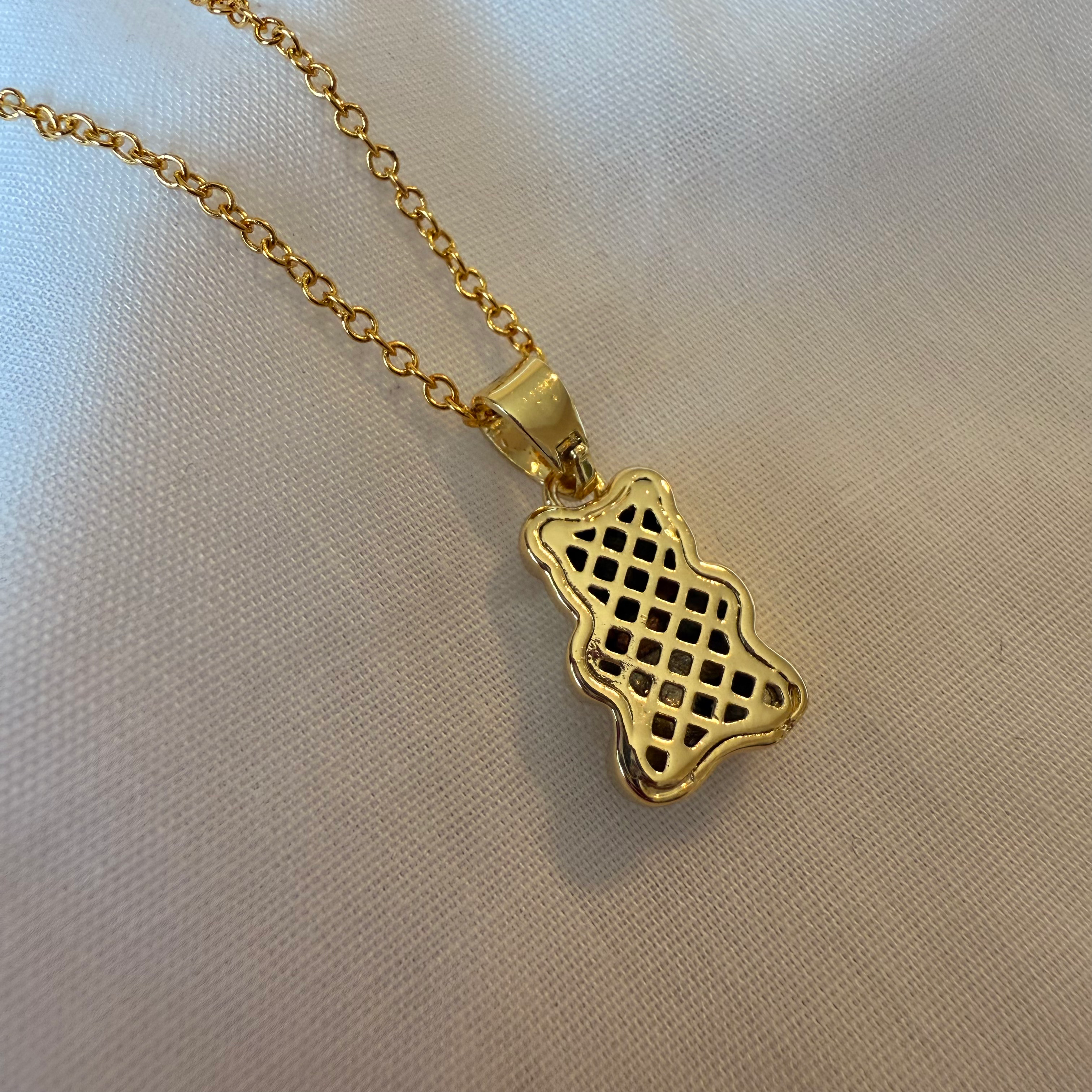 18ct gold plated necklace with gummy bear image 2