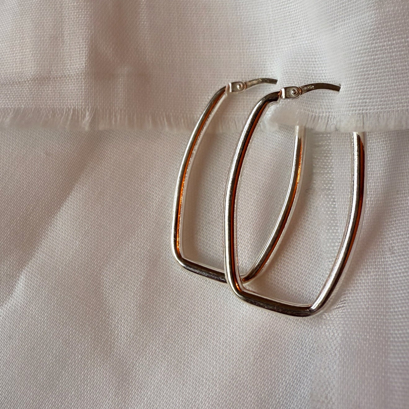 Silver Rectangle Hoops