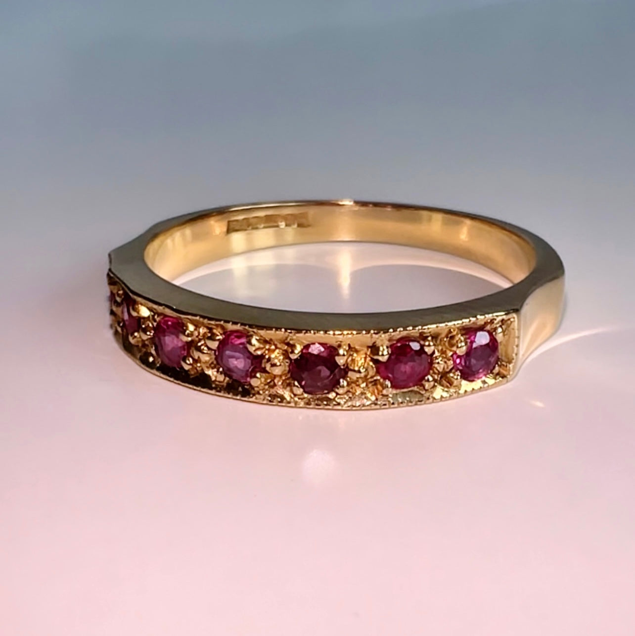 Vintage 9ct gold Ruby Half Eternity Ring image 2