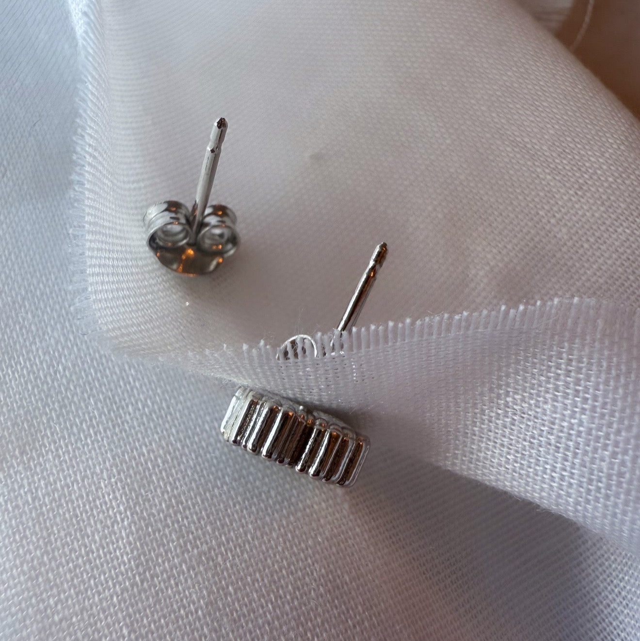 Silver White Clover Studs