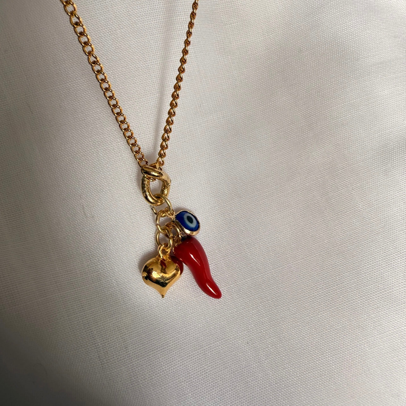 18ct gold plated charm cluster chain image 4