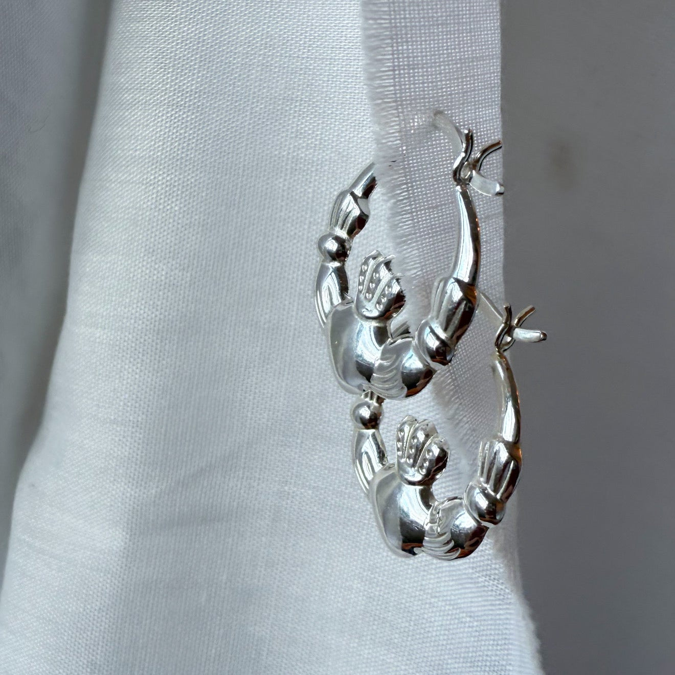 Silver Claddagh Hoops
