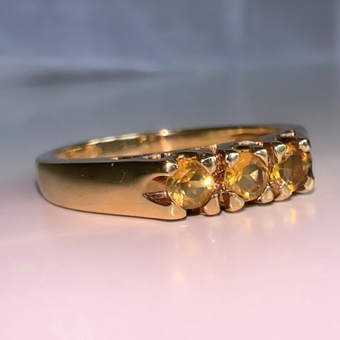9ct Gold Yellow Sapphire Trilogy Ring image 3