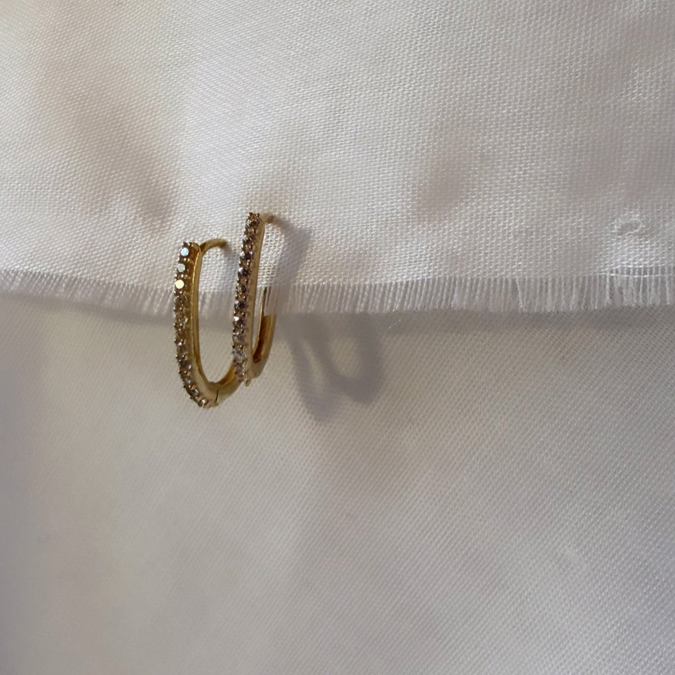 9ct Gold Rectangle Hoops with Cubic Zirconia