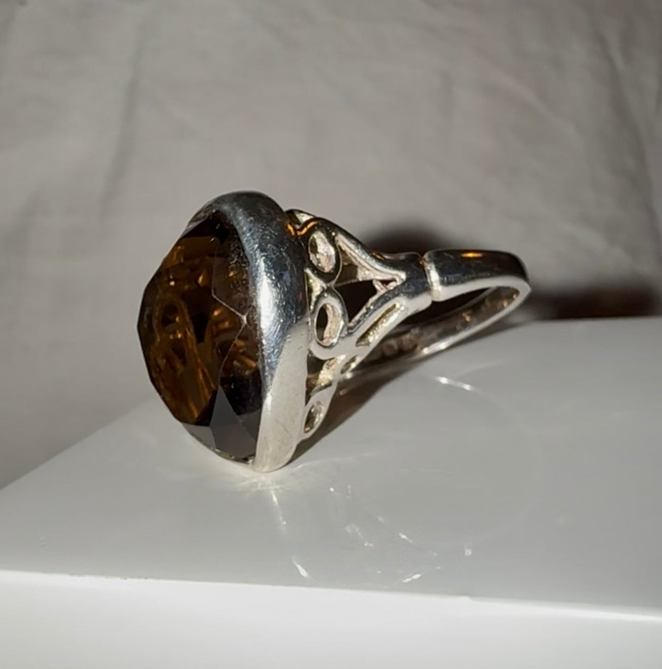 Vintage Smokey Quartz Silver ring