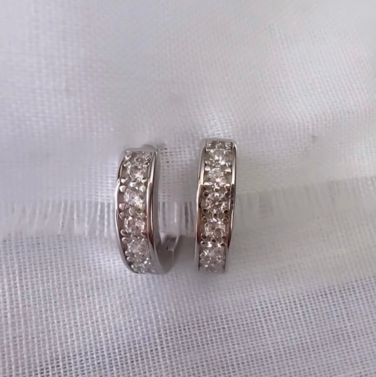 Silver CZ Huggies image 1