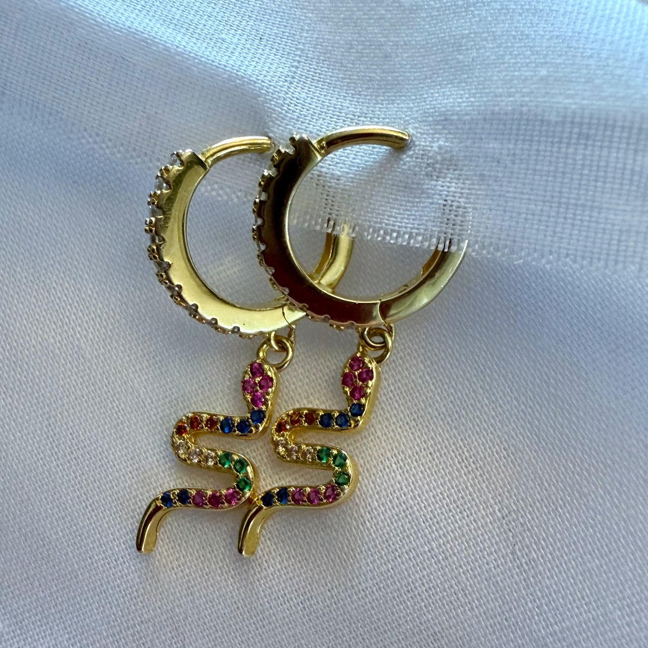 14ct Gold Plated Snake Hoops