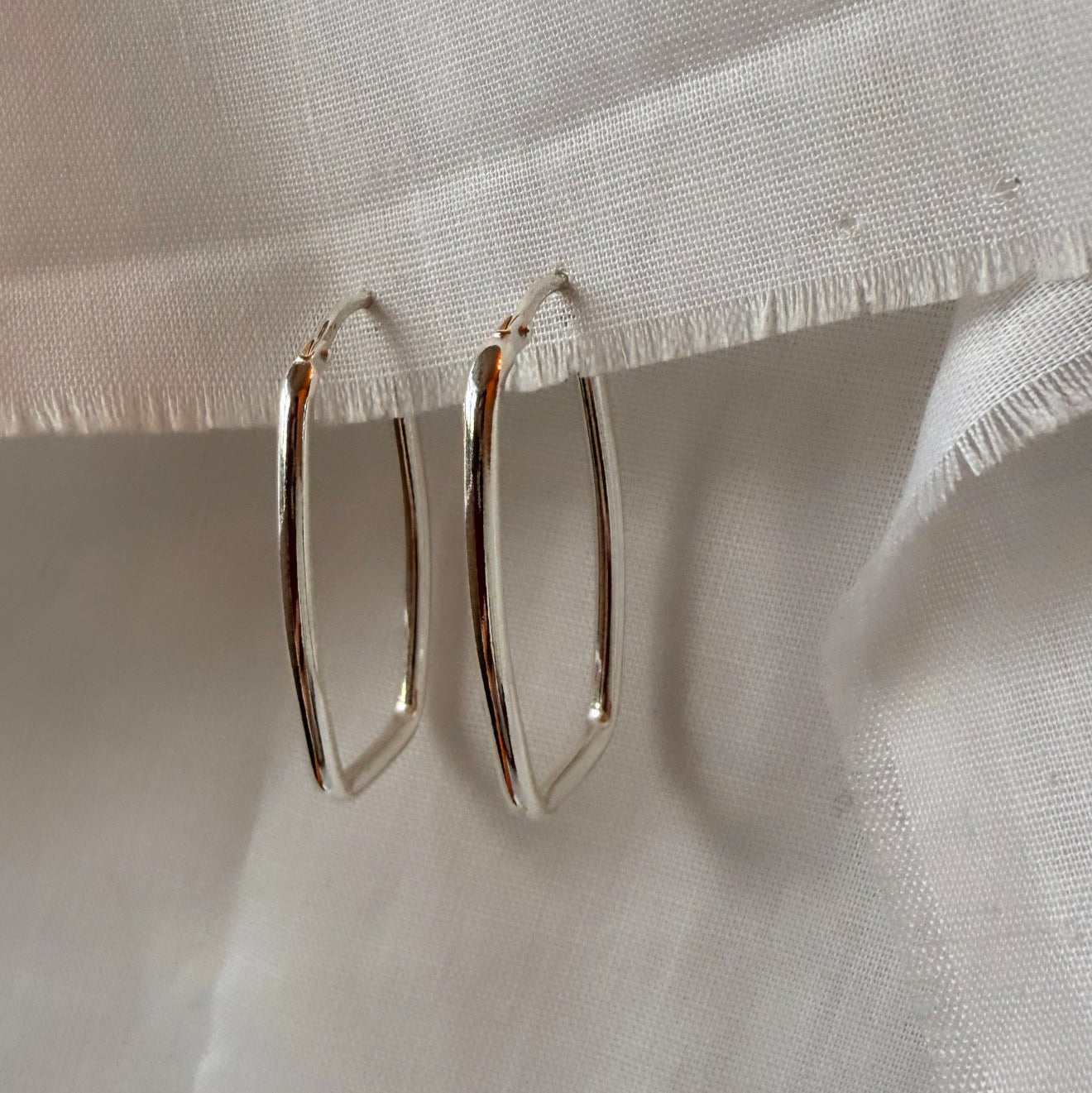 Silver Rectangle Hoops