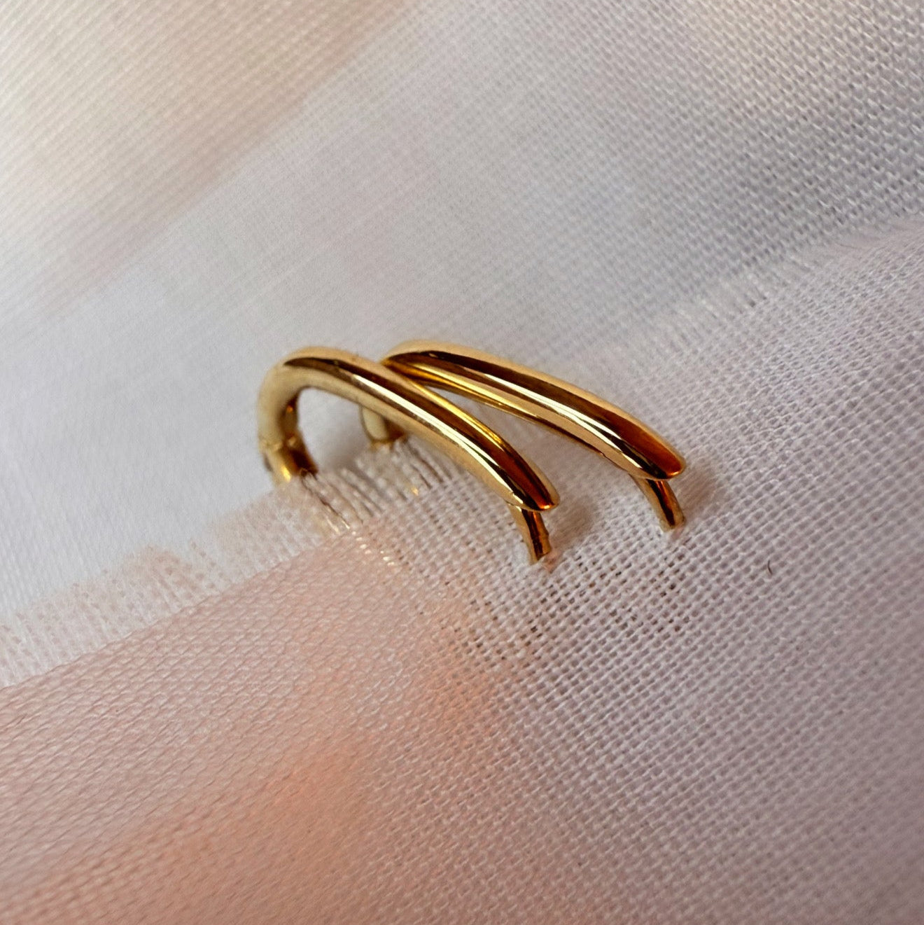 9ct Gold Rectangle Hoops with Cubic Zirconia