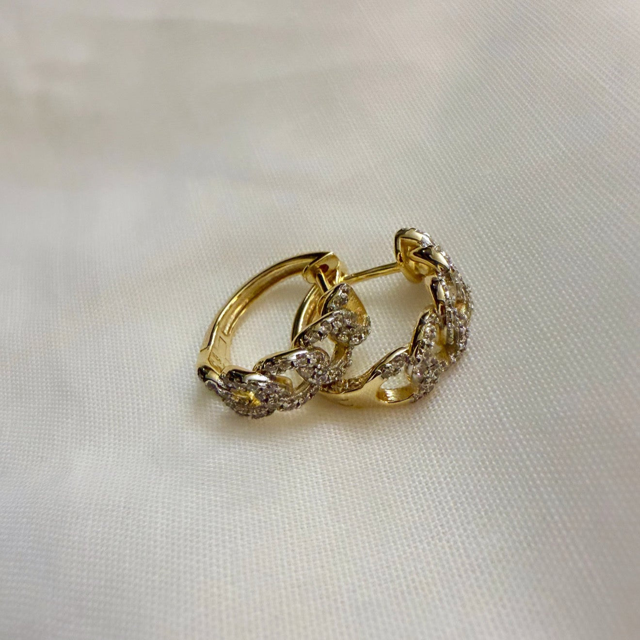 Lace 14ct Gold Plated CZ Drop Hoops