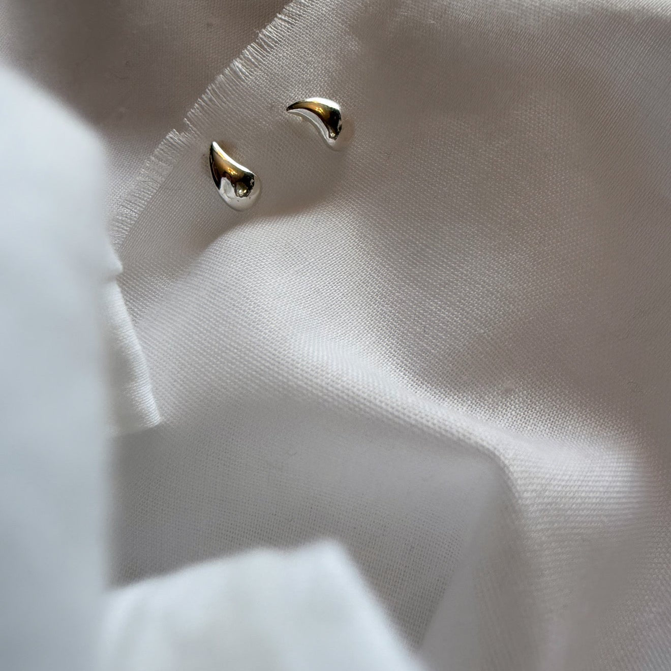 Silver Tear Button studs