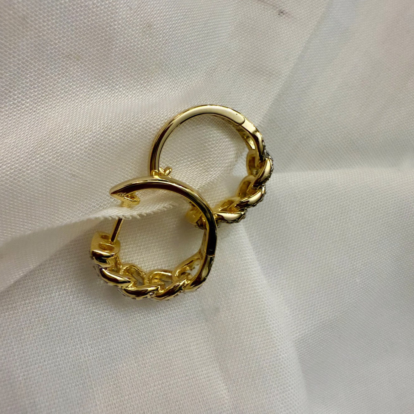 Lace 14ct Gold Plated CZ Drop Hoops