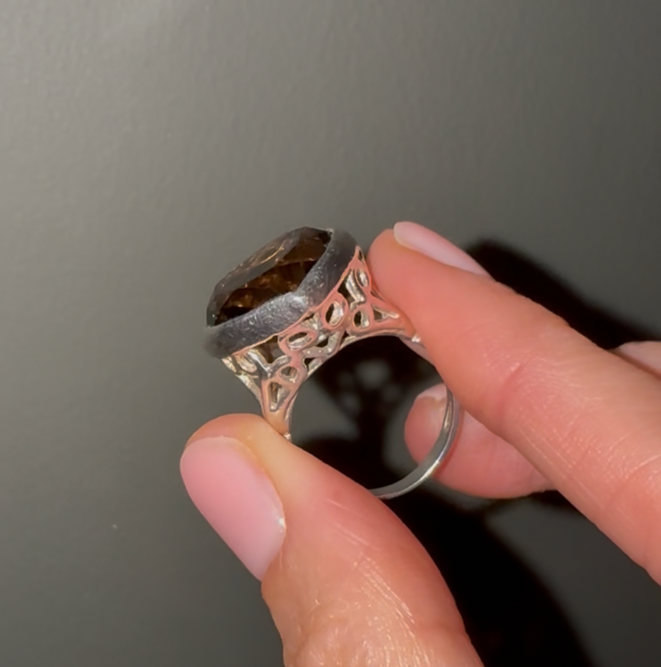 Vintage Smokey Quartz Silver ring