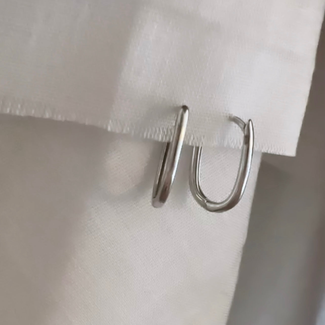 9ct White gold Ellipse hoops image 0