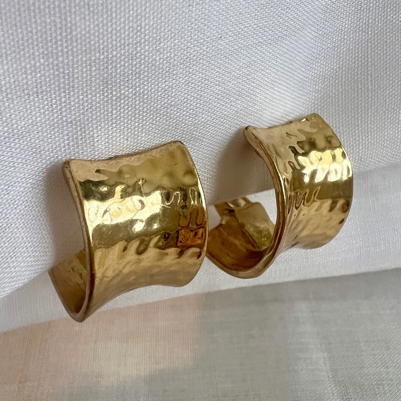 Vintage Monet Costume Hammered demi-hoop clip on earrings image 1