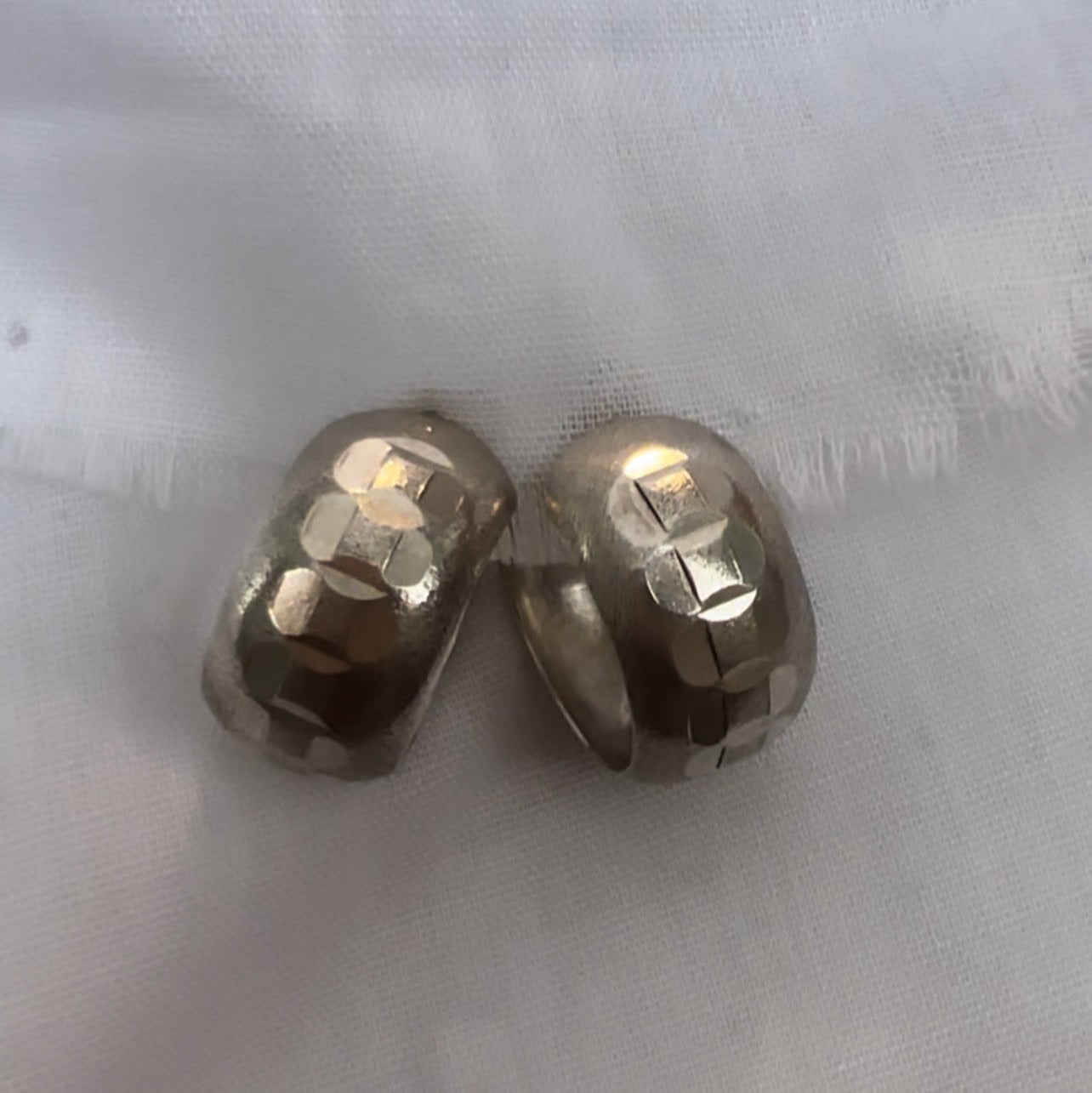 Vintage silver engraved hoops ||| image 5