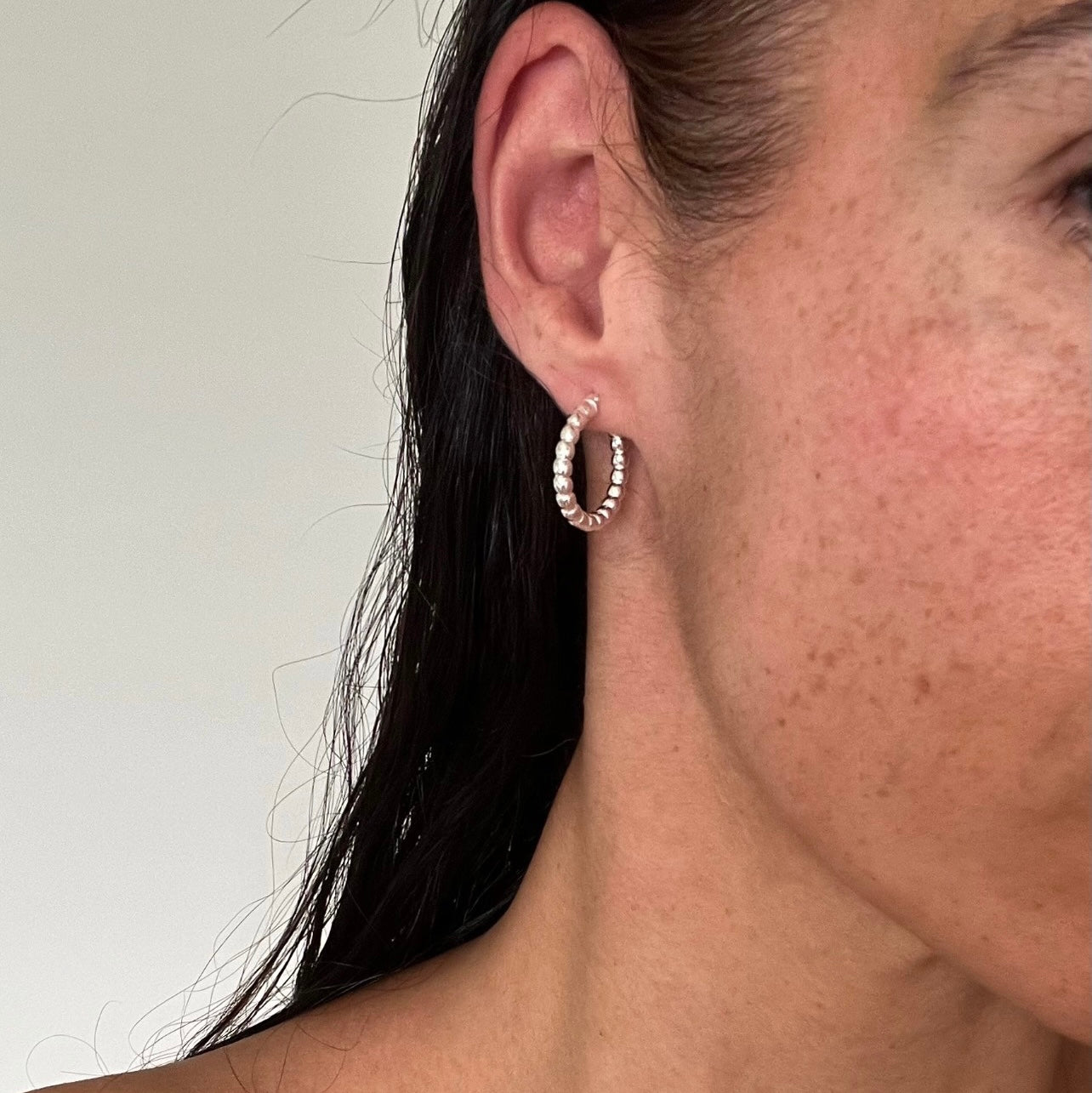 Silver Beaded Hoops image 2