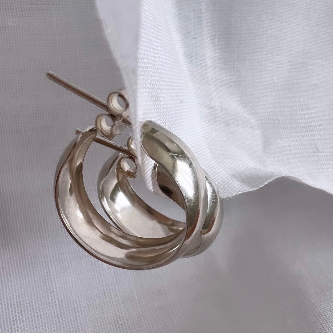 Vintage silver hoops image 3