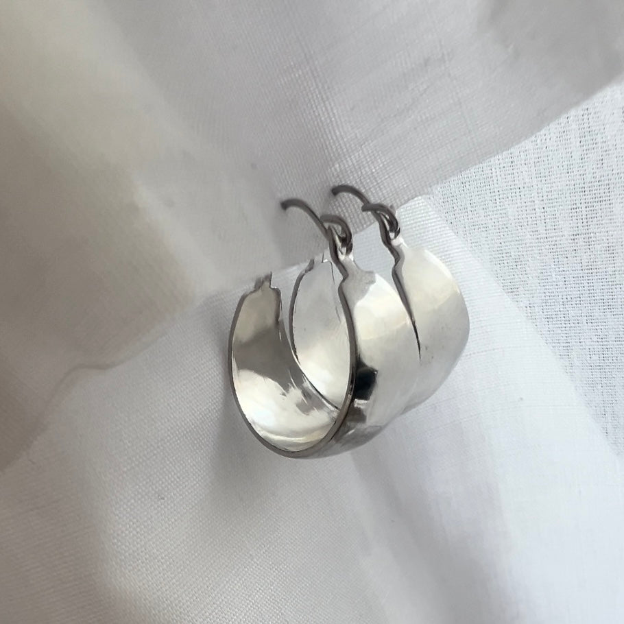 Vintage silver creole drop hoops image 1