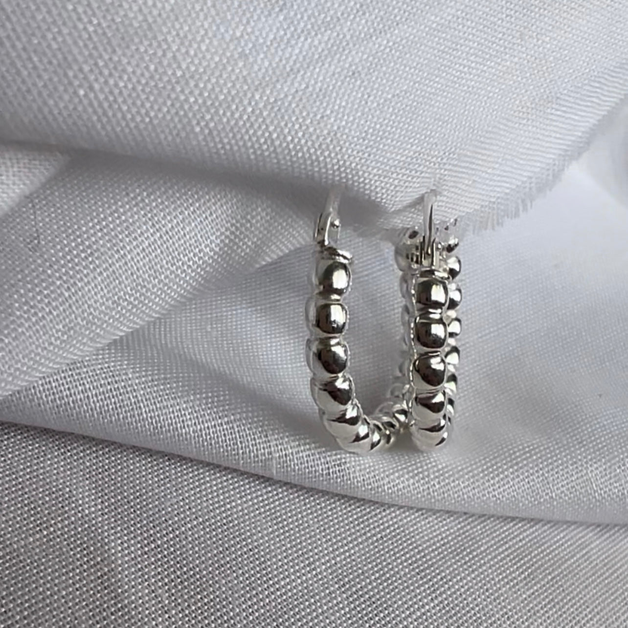 Silver Beaded Hoops image 6