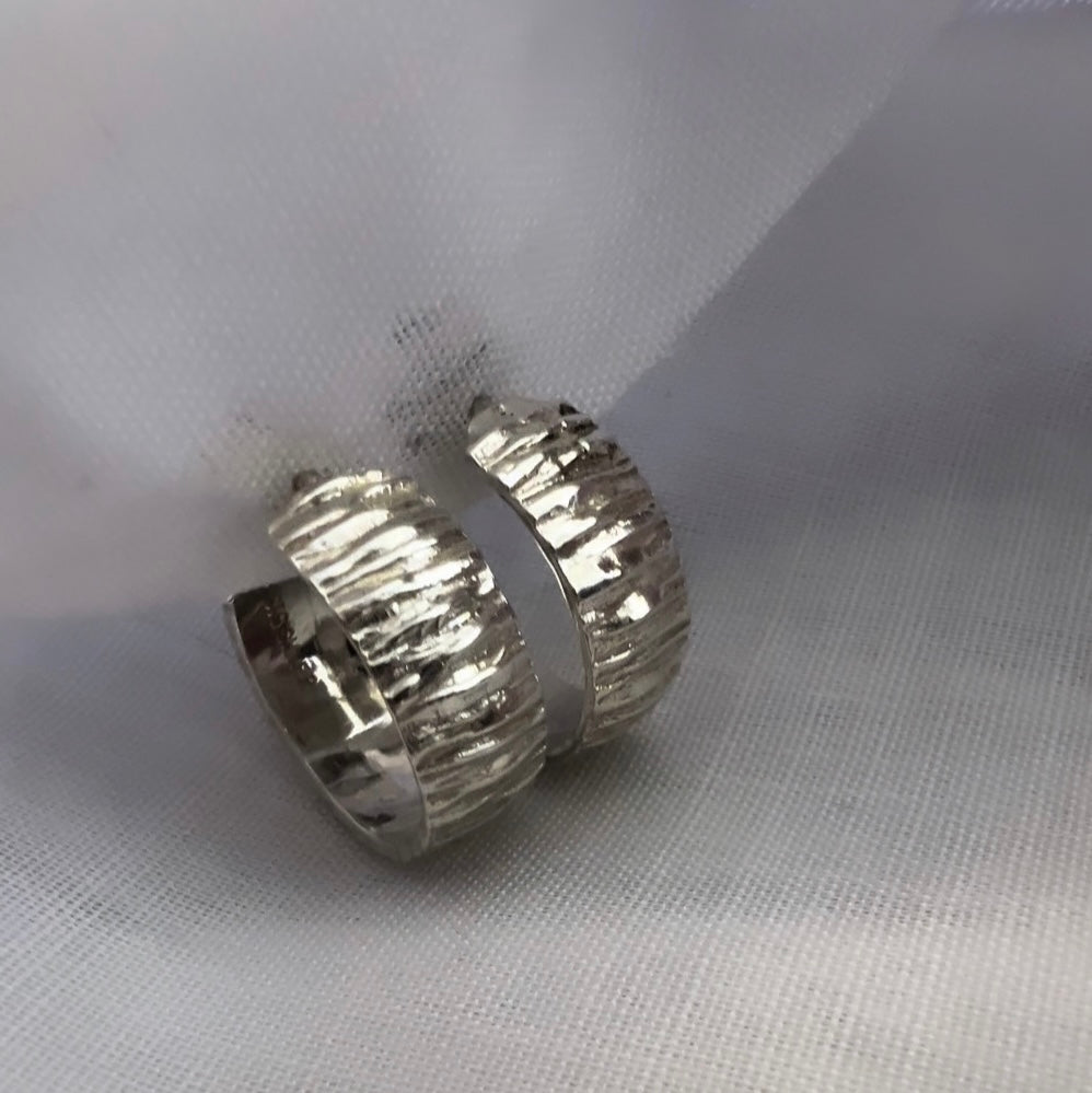 Vintage silver engraved hoops image 4