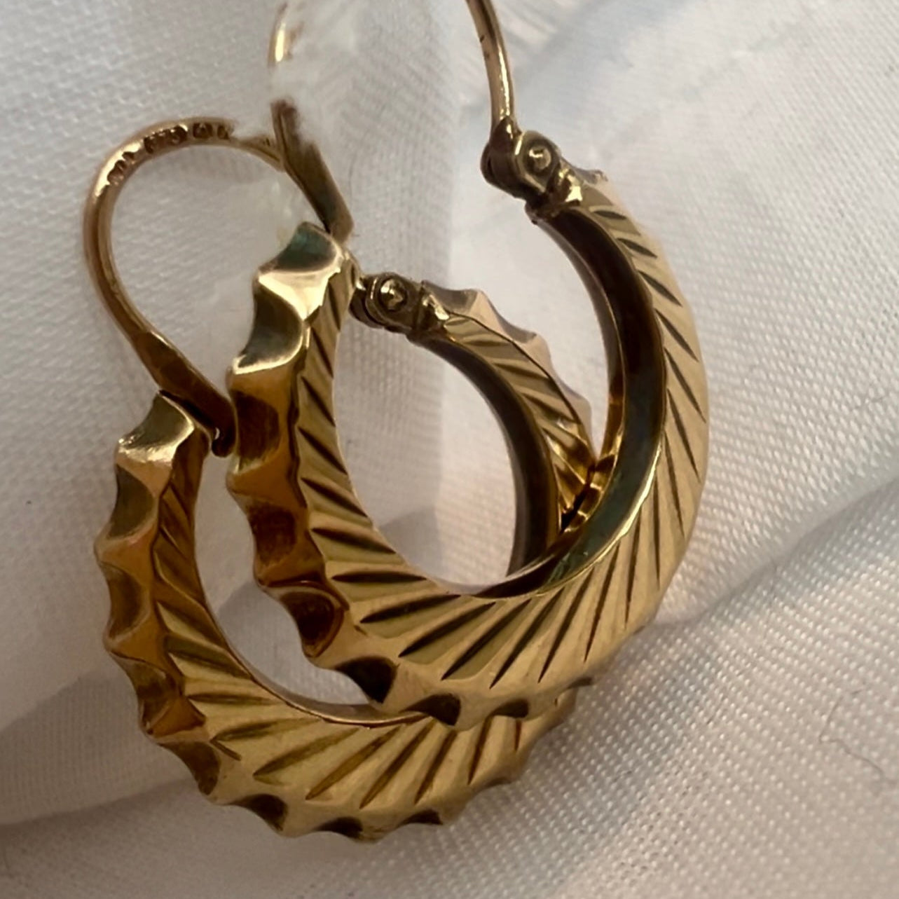 Vintage 9ct gold creole drop hoops image 2