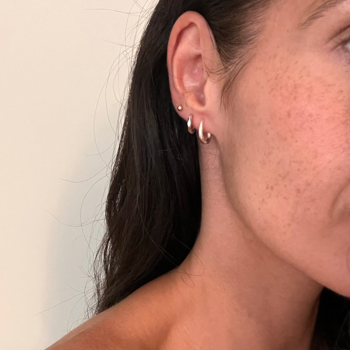 Silver Diamond cut Huggies  image 2