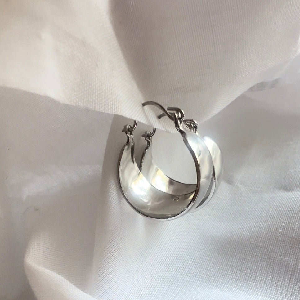 Vintage silver creole drop hoops image 4