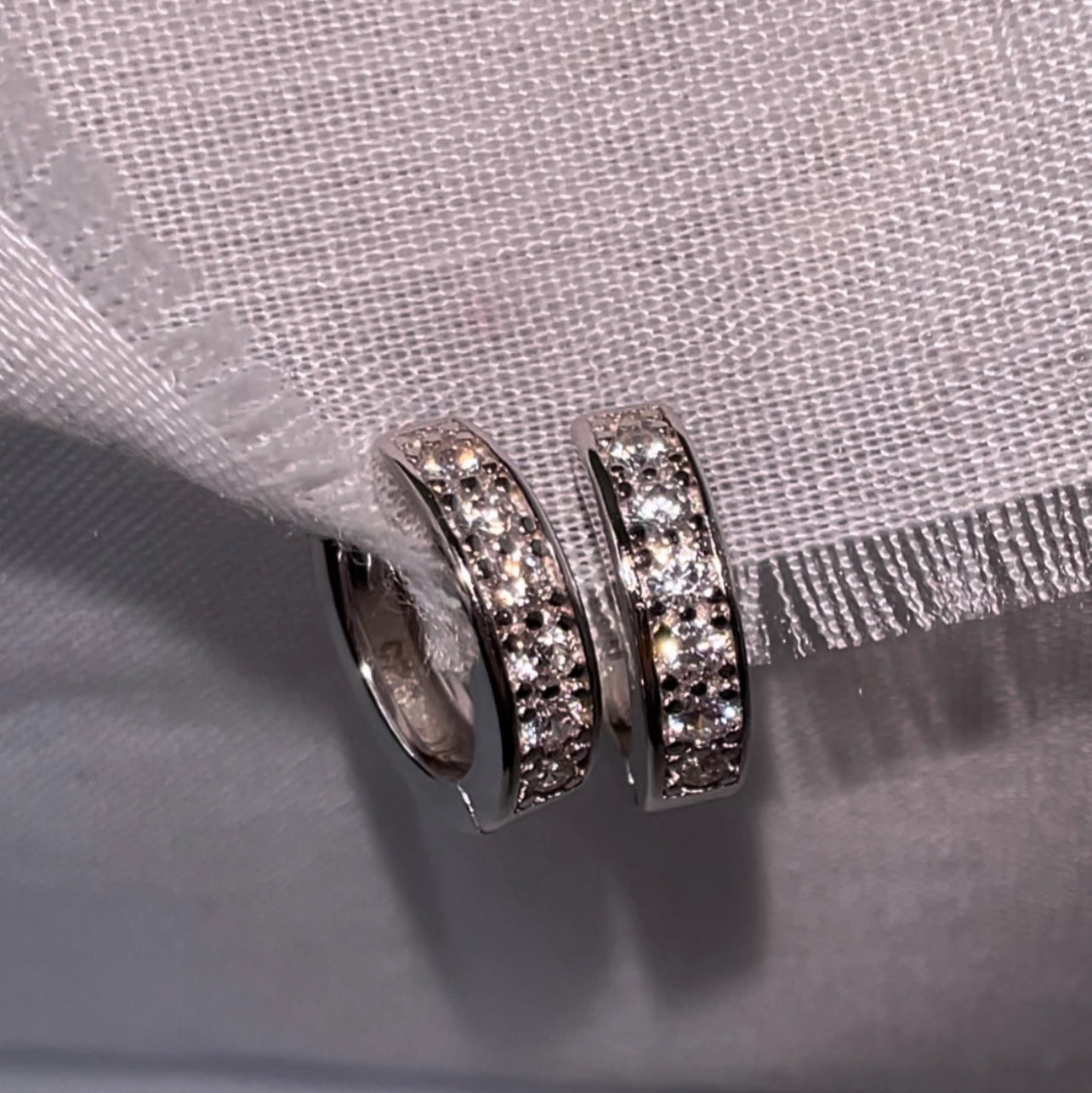 Silver CZ Huggies image 0