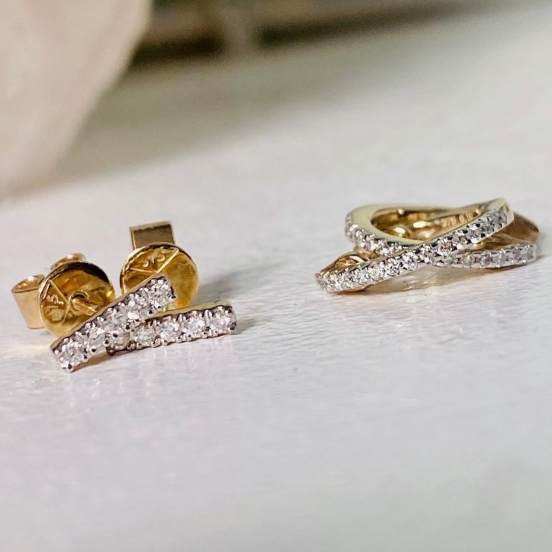 Diamond bar studs image 2