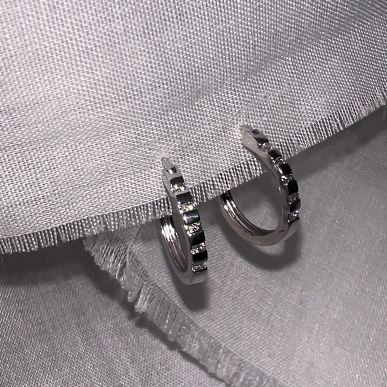 Vintage Diamond White gold hoops image 2