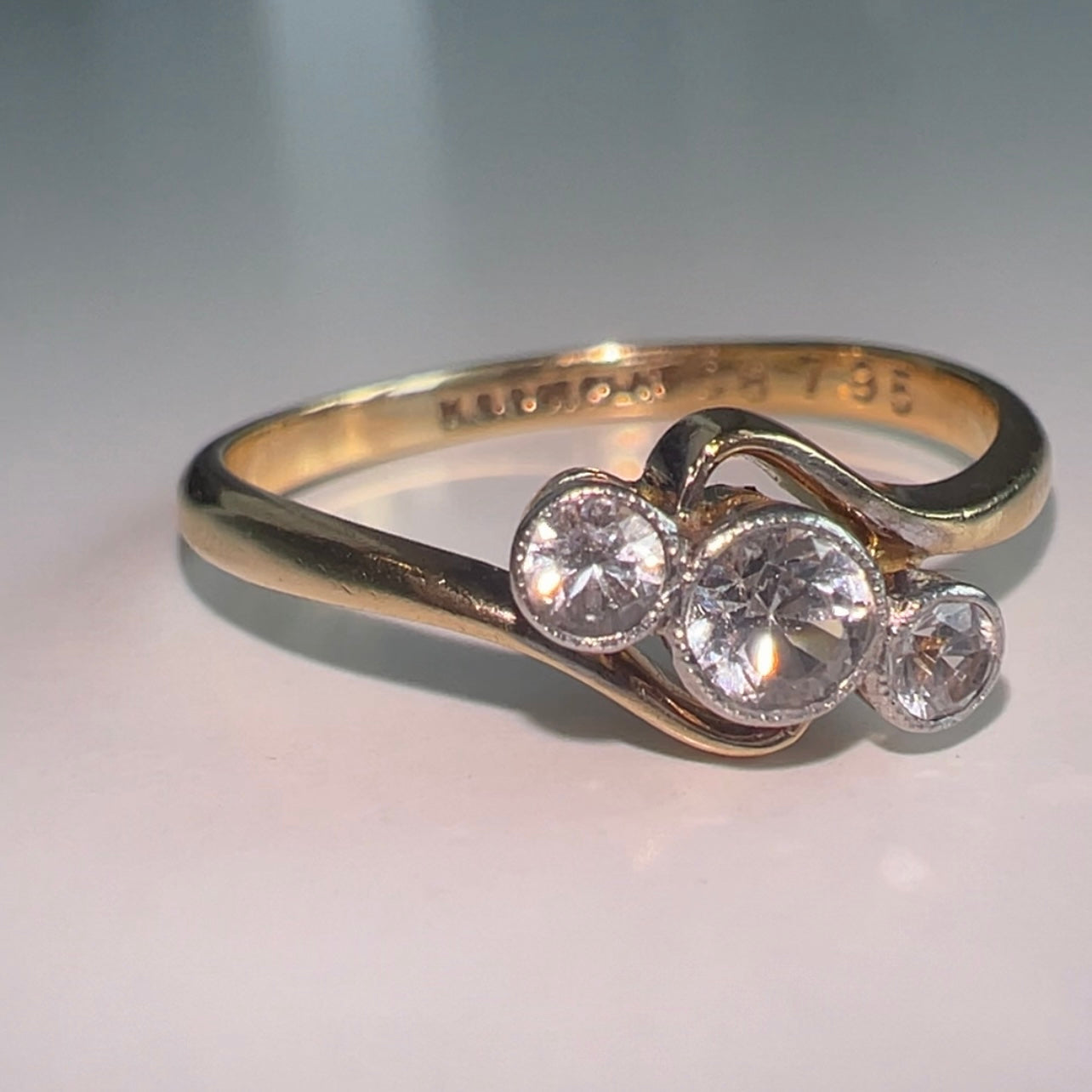 9ct gold & platinum White Sapphire Trilogy ring image 2