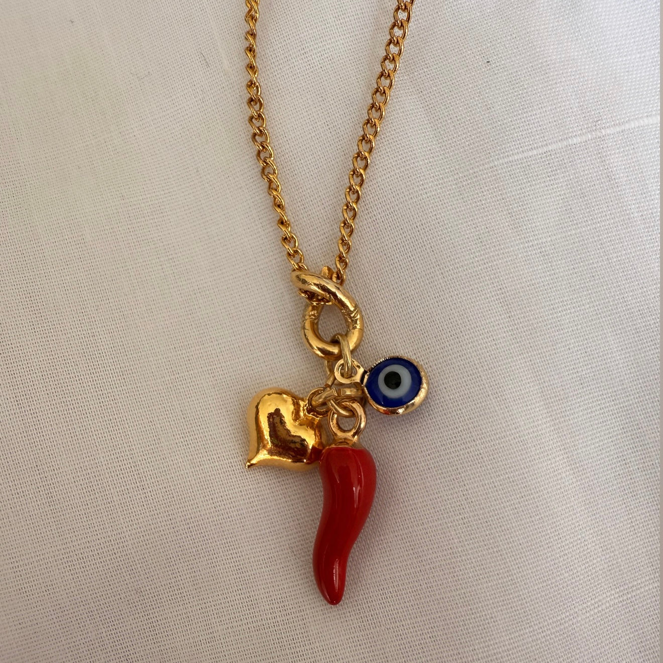 18ct gold plated charm cluster chain image 1