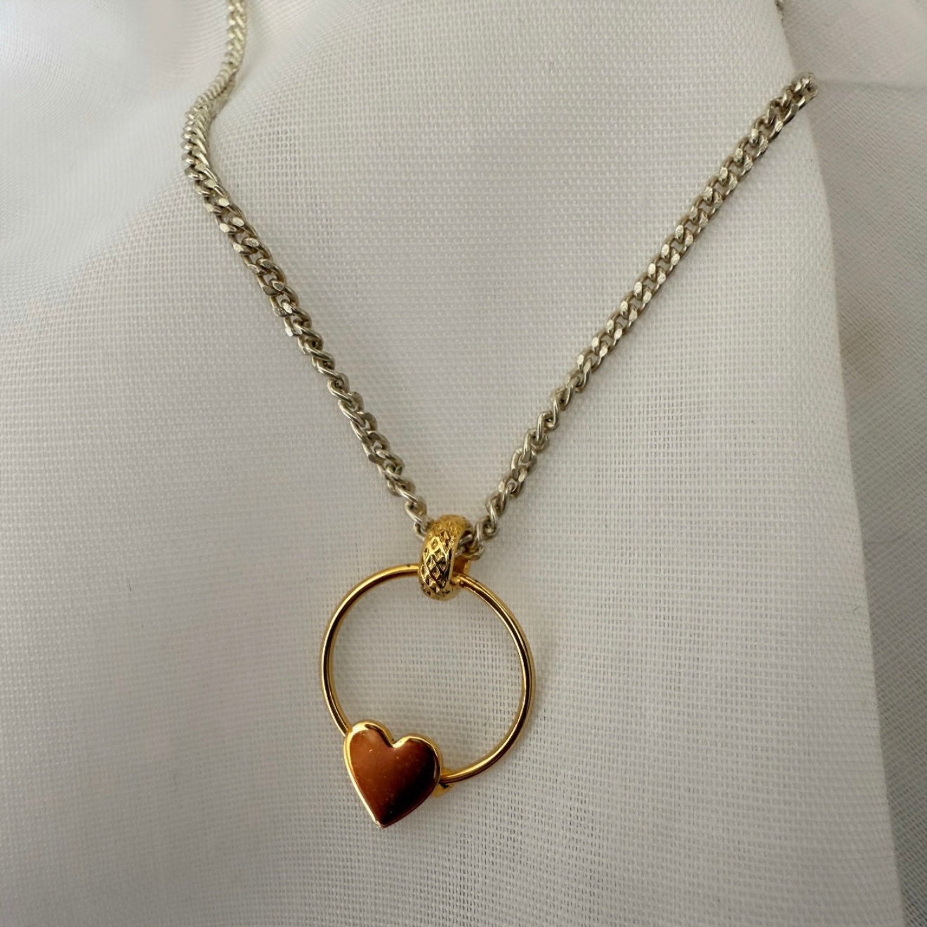 Silver necklace with gold heart door-knocker image 4
