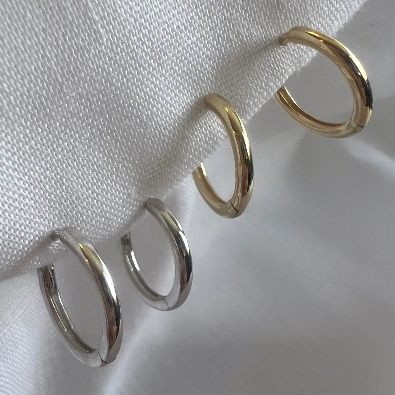Small 9ct white gold hoops image 1