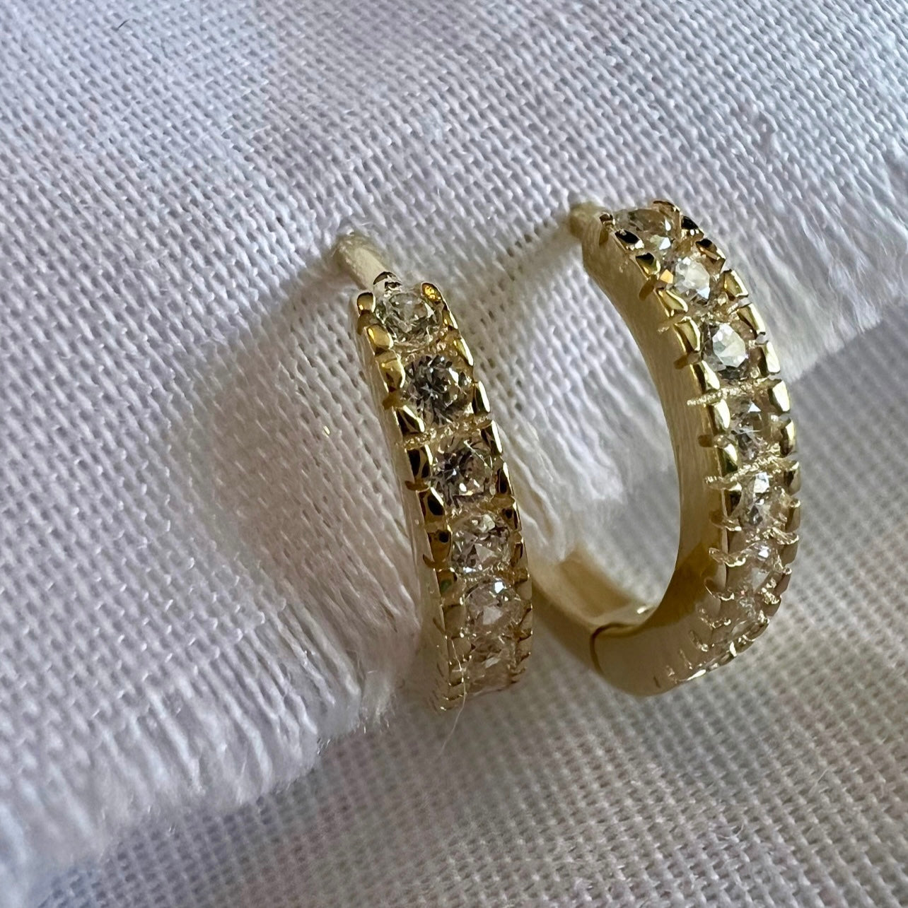 9ct gold huggies with Cubic Zirconia image 2