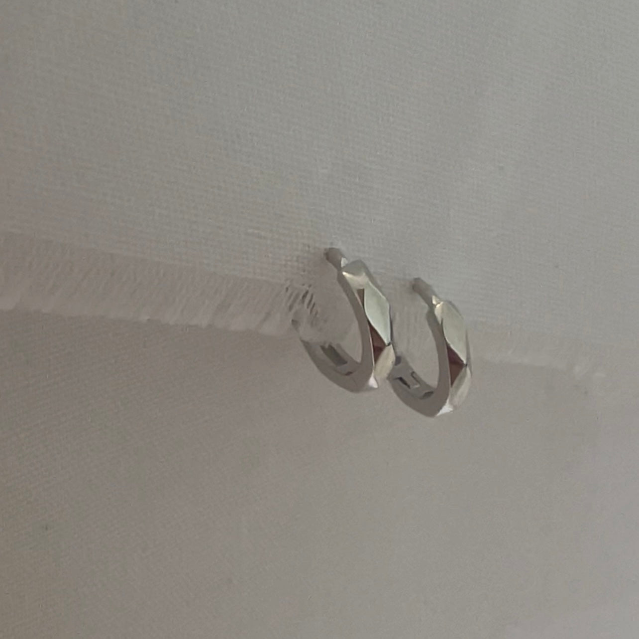 Silver Diamond cut Huggies  image 3