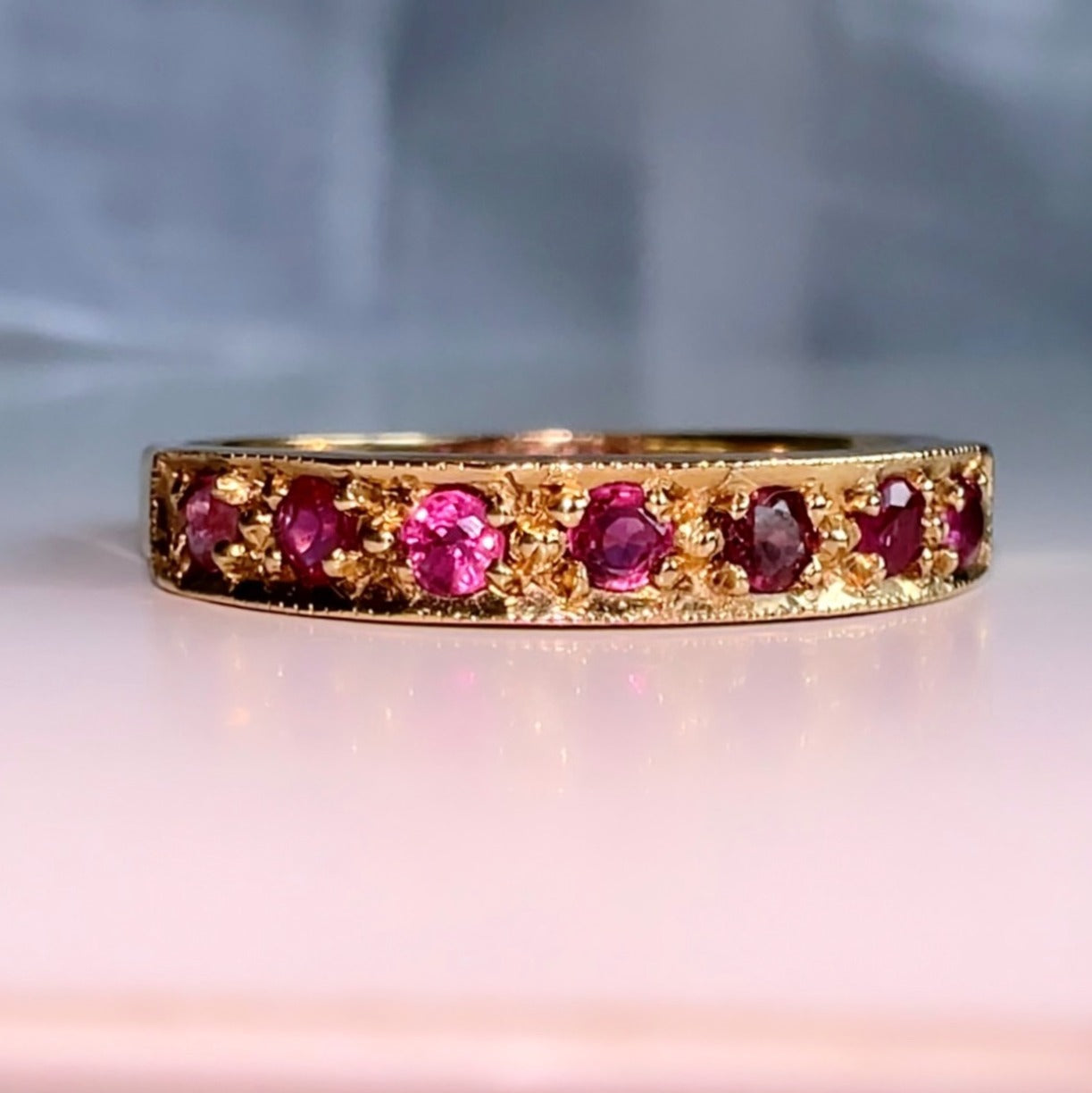 Vintage 9ct gold Ruby Half Eternity Ring image 0