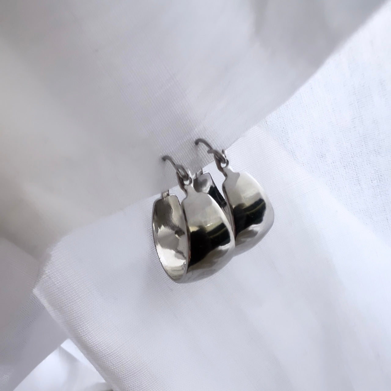 Vintage silver creole drop hoops image 0