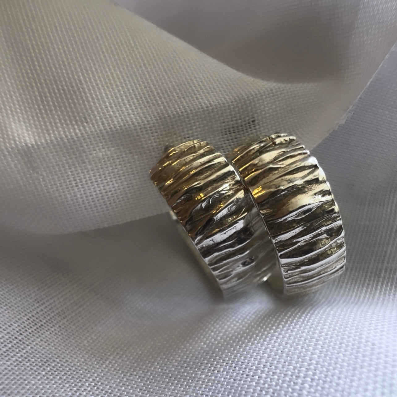 Vintage silver engraved hoops image 3